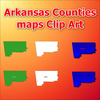 Preview of Maps of Arkansas Counties Clip Art map Color, Black and White Commercial Use