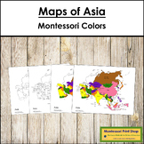 Maps of Asia (Color & Blackline Masters) - Montessori color-code