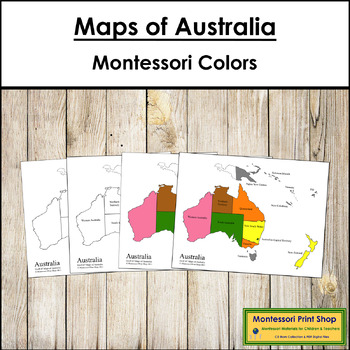 Preview of Maps of Australia (Color & Blackline Masters) - Montessori color-code