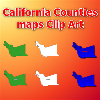 Preview of Maps of California Counties Clip Art map Color, Black and White Commercial Use