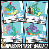 Maps of Canada Clipart: Climate, Physical, Time Zones, & V