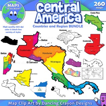 Preview of Maps of Central America: Clip Art Map BUNDLE