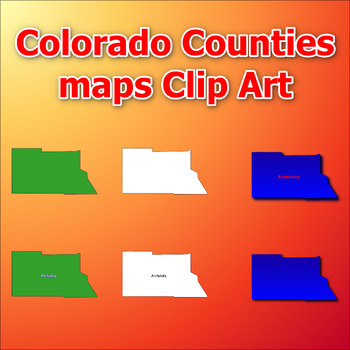 Preview of Maps of Colorado Counties Clip Art map Color, Black and White Commercial Use