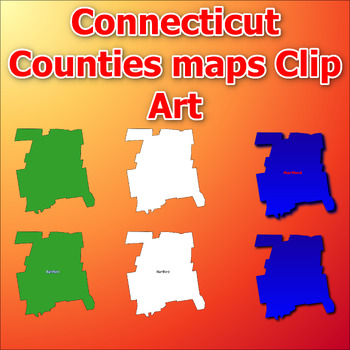 Preview of Maps of Connecticut Counties Clip Art map Color, Black and White Commercial Use