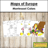 Maps of Europe (Control & Blackline Masters) Montessori color-code
