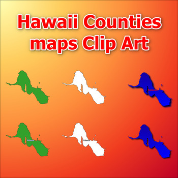 Preview of Maps of Hawaii Counties Clip Art map Color, Black and White Commercial Use
