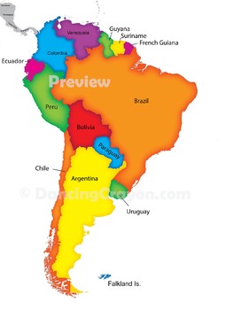 Maps of South America (Continent): Clip Art Map Set by Maps of the World