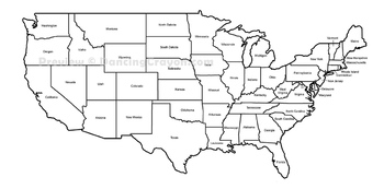us maps with states black and white