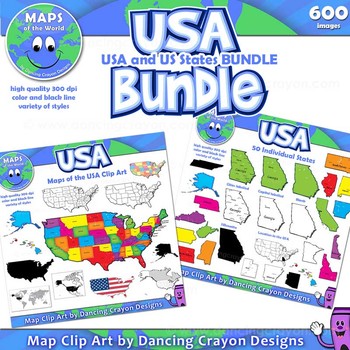 Preview of Maps of the USA and US States - Clip Art BUNDLE