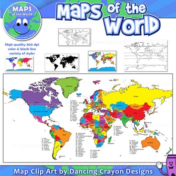 world map clip art for kids