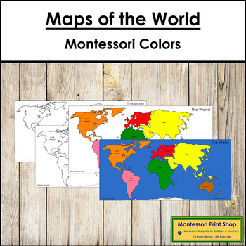 Preview of Maps of the World (Color & Blackline Masters) - Montessori color-code