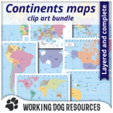 Maps of the continents and world clip art bundle