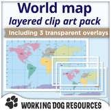 Maps of the world clip art - complete and layered