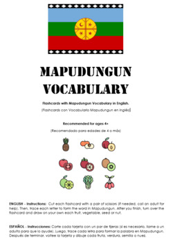 Preview of Mapuche Flashcards: Fruits & Vegetables Printables (Mapudungun - English)