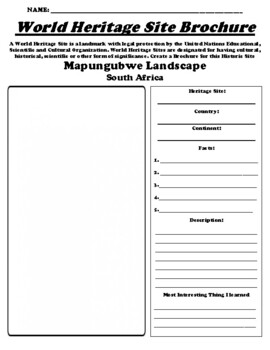 mapungubwe landscape south africa world heritage site worksheet