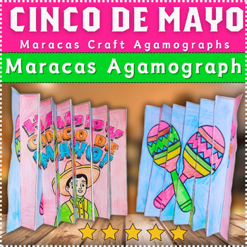 Preview of Maracas Cinco De Mayo Craft Agamographs Art Activity Coloring 3D Project Fun