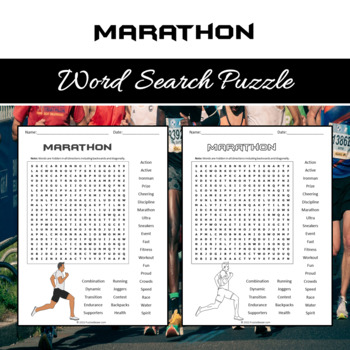 Marathon Word Search Puzzle No Prep Activity Printable PDF by Puzzles