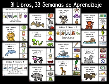 Preview of Spanish Reading A-Z Letra de la semana Year Long BUNDLE