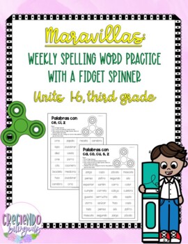 Preview of Maravillas, Fidget Spinner Spelling Sheets Units 1-6, Third Grade