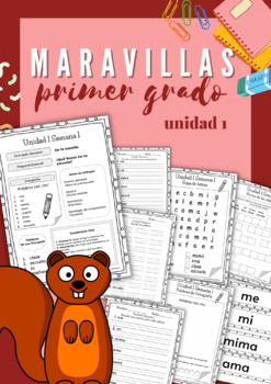 Preview of Maravillas Primer Grado: Unidad 1 Activities (Spelling, Literacy Centers)