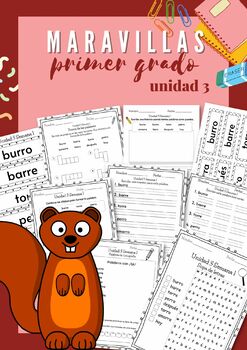 Preview of Maravillas Primer Grado: Unidad 3 Activities (Spelling, Literacy Centers)