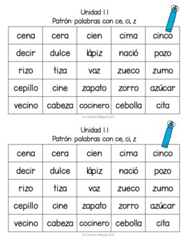 Maravillas, Spelling Word List Units 1-6, Second Grade by Creciendo ...