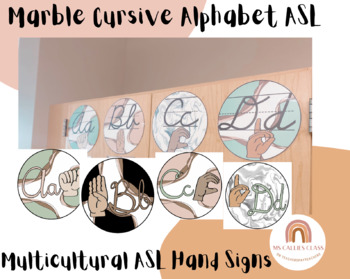 Preview of Marble ASL Cursive Alphabet with Affirmations A to Z