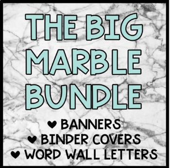 Preview of Marble Bundle- Banners, Binder Covers, Word Wall Letters