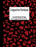 Marble Composition Notebook: Black And Red Double Marble