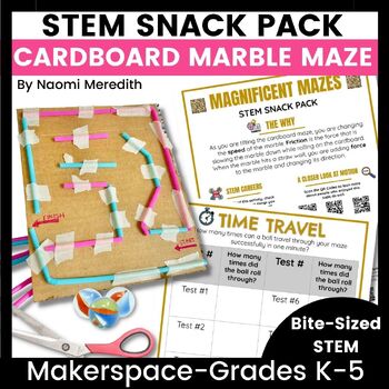 Preview of Straw Maze STEM Activity for Makerspace, Easy Cardboard Maze with Marbles