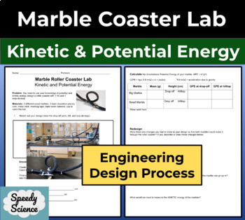 Preview of Marble Roller Coaster Lab - Kinetic & Potential Energy Engineering Design 