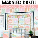 Marbled Pastel Classroom Decor Bundle | Editable Classroom Decor