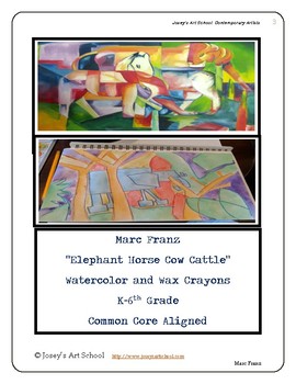 Preview of Marc Franz German Artist Elephant Art Cubist lesson K 6th Grade ELA Core