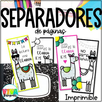 Preview of Marcapáginas | Llamas | Spanish Bookmarks