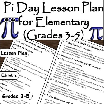 Preview of March 14th Elementary Pi Day Lesson Plan: Celebrating Math with Fun Activities