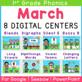 March 1st Grade DIGITAL Phonics Centers | Google Slides | 