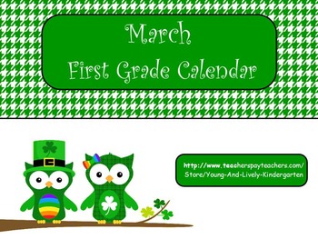 Preview of March 1st Grade Calendar Activities for ActivBoard