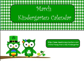 Preview of March Kindergarten Calendar Activities for ActivBoard