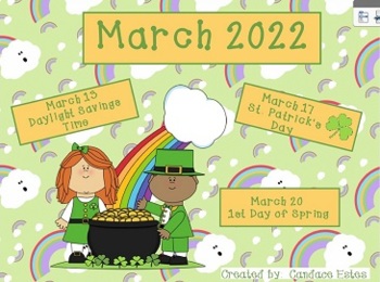 Preview of March 2022 Activboard Morning Calendar Activities for Promethean/Activboard