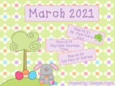 March 2021 Morning Math Calendar (Spring theme) for the Pr