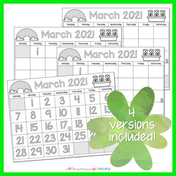 March 2021 Tracing Calendar | Blank & Traceable Number Calendars