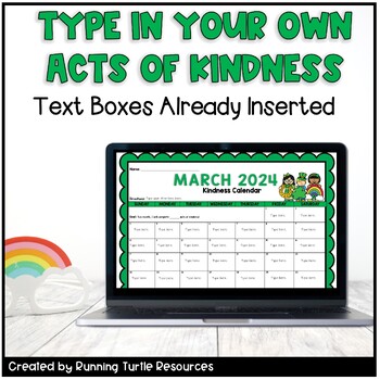March 2022 Kindness Calendar *Editable* L Lifetime Updates | Tpt