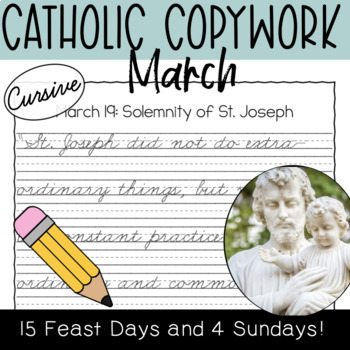 Preview of March 2024 CURSIVE Catholic Copywork: Lent, St. Patrick's Day, Easter