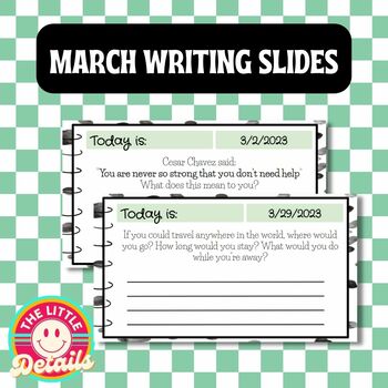 Preview of March 2024 Morning Writing Prompts Slides