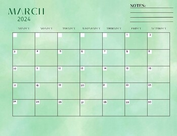 Preview of March 2024 Printable Calendar Template