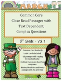 March 3rd Grade Close Read Comprehension Passages with Tex