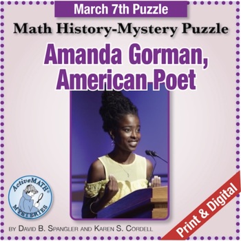 Preview of March 7 Math & Poet Puzzle: Amanda Gorman, Nation Youth Poet Laureate  | Review