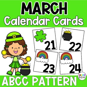 Preview of March ABCC Patterned Calendar Cards | Pocket Chart Number Cards