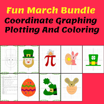 Preview of March Activities Bundle - Coordinate Graphing - Plotting & Coloring +Free Bonus