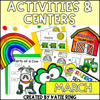 Preview of March Activities Unit - St. Patrick's Day, Rainbows & Farm Centers Printables